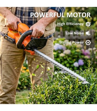 Outsunny 20" Cordless Hedge Trimmer, 18V Electric Hedge Cutter with 51cm Dual Action Blade, 2000mAh Battery and Charger