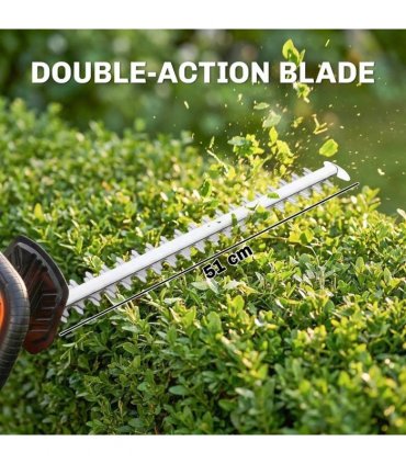 Outsunny 20" Cordless Hedge Trimmer, 18V Electric Hedge Cutter with 51cm Dual Action Blade, 2000mAh Battery and Charger