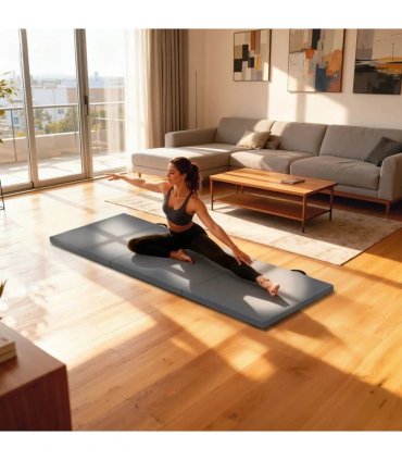 HOMCOM Gymnastics Mat, Tri-Fold Crash Exercise Pad, 6FT 2" Thick Foldable Workout Mat with Handles for Home Training, Grey