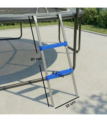 SPORTNOW Trampoline Ladder, 2-Steps with Horizontal Wide Steps, Universal Hook, Galvanised Steel Frame, 150kg Load Capacity