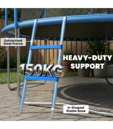 SPORTNOW Trampoline Ladder, 2-Steps with Horizontal Wide Steps, Universal Hook, Galvanised Steel Frame, 150kg Load Capacity