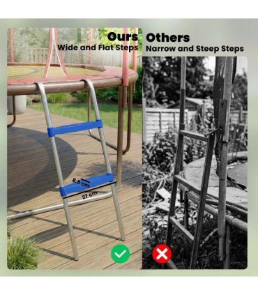 SPORTNOW Trampoline Ladder, 2-Steps with Horizontal Wide Steps, Universal Hook, Galvanised Steel Frame, 150kg Load Capacity