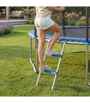 SPORTNOW Trampoline Ladder, 2-Steps with Horizontal Wide Steps, Universal Hook, Galvanised Steel Frame, 150kg Load Capacity