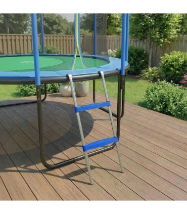 SPORTNOW Trampoline Ladder, 2-Steps with Horizontal Wide Steps, Universal Hook, Galvanised Steel Frame, 150kg Load Capacity