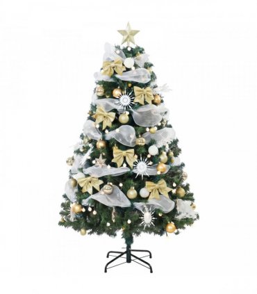HOMCOM 5ft Pre-Lit Christmas Tree with 150 LED Lights, Artificial Xmas Tree with 8 Lighting Modes, 450 Tips, Remote, Green