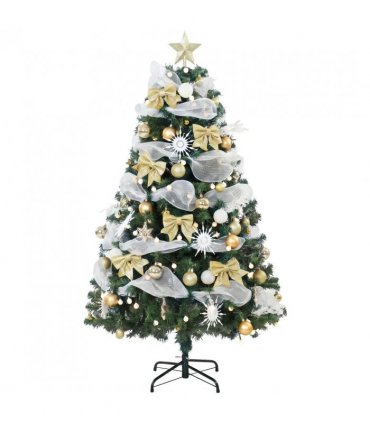 HOMCOM 5ft Pre-Lit Christmas Tree with 150 LED Lights, Artificial Xmas Tree with 8 Lighting Modes, 450 Tips, Remote, Green