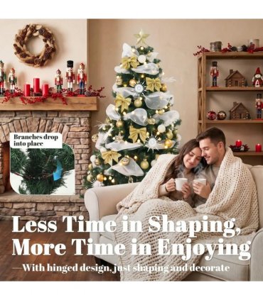 HOMCOM 5ft Pre-Lit Christmas Tree with 150 LED Lights, Artificial Xmas Tree with 8 Lighting Modes, 450 Tips, Remote, Green
