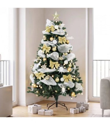 HOMCOM 5ft Pre-Lit Christmas Tree with 150 LED Lights, Artificial Xmas Tree with 8 Lighting Modes, 450 Tips, Remote, Green