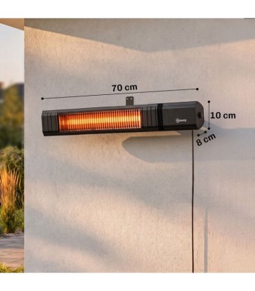 Outsunny 2000 W Electric Infrared Patio Heater, IP65 Outdoor Garden Heater with APP/Touch/Remote Control, 9 Heat Settings, Black