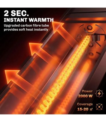 Outsunny 2000 W Electric Infrared Patio Heater, IP65 Outdoor Garden Heater with APP/Touch/Remote Control, 9 Heat Settings, Black