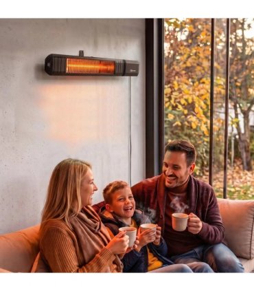 Outsunny 2000 W Electric Infrared Patio Heater, IP65 Outdoor Garden Heater with APP/Touch/Remote Control, 9 Heat Settings, Black