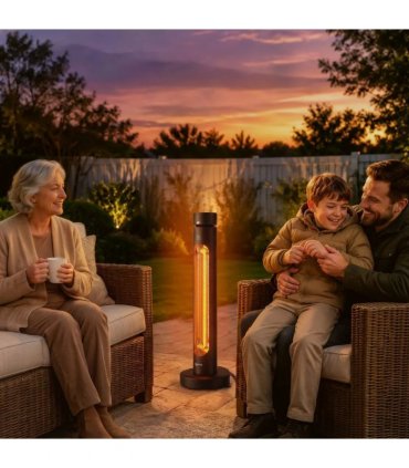 Outsunny 2000 W Electric Infrared Patio Heater, Free Standing Oscillating Outdoor Garden Heater with Knob/Remote Control, Black