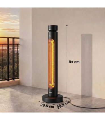 Outsunny 2000 W Electric Infrared Patio Heater, Free Standing Oscillating Outdoor Garden Heater with Knob/Remote Control, Black