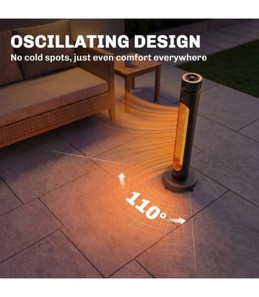 Outsunny 2000 W Electric Infrared Patio Heater, Free Standing Oscillating Outdoor Garden Heater with Knob/Remote Control, Black