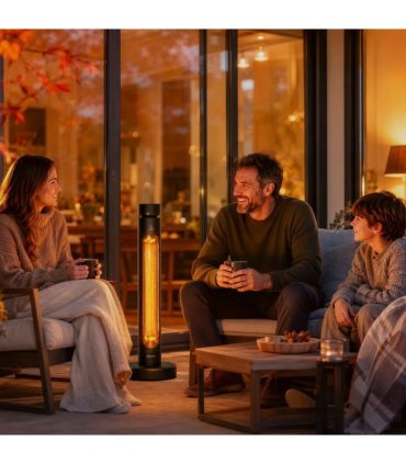Outsunny 2000 W Electric Infrared Patio Heater, Free Standing Oscillating Outdoor Garden Heater with Knob/Remote Control, Black