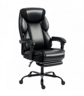 HOMCOM Adjustable Office Chair Reclining Computer Desk Chair with Footrest, Armrest, Casters, Black