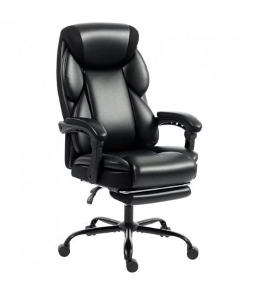 HOMCOM Adjustable Office Chair Reclining Computer Desk Chair with Footrest, Armrest, Casters, Black