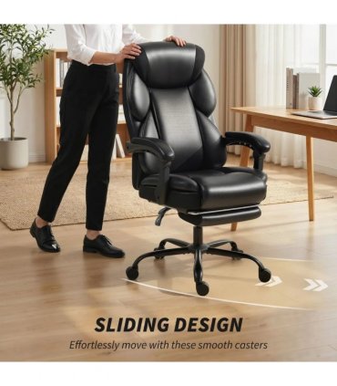 HOMCOM Adjustable Office Chair Reclining Computer Desk Chair with Footrest, Armrest, Casters, Black