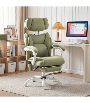 HOMCOM High Back Vibration Massage Office Chair Heated Reclining Computer Chair w/ Adjustable Height, Swivel Wheels, Lime Green