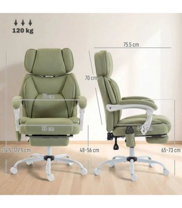 HOMCOM High Back Vibration Massage Office Chair Heated Reclining Computer Chair w/ Adjustable Height, Swivel Wheels, Lime Green