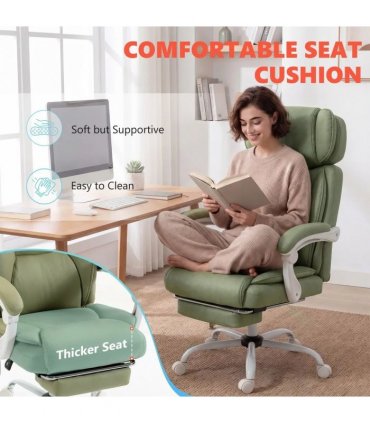 HOMCOM High Back Vibration Massage Office Chair Heated Reclining Computer Chair w/ Adjustable Height, Swivel Wheels, Lime Green