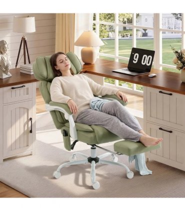 HOMCOM High Back Vibration Massage Office Chair Heated Reclining Computer Chair w/ Adjustable Height, Swivel Wheels, Lime Green