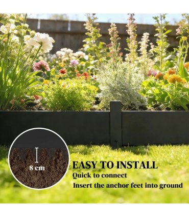 Outsunny 5pcs Garden Fence, Metal Picket Fence Panels, 102x20cm, Black