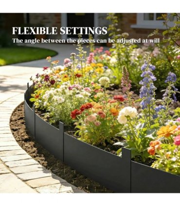 Outsunny 5pcs Garden Fence, Metal Picket Fence Panels, 102x20cm, Black