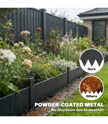 Outsunny 5pcs Garden Fence, Metal Picket Fence Panels, 102x20cm, Black