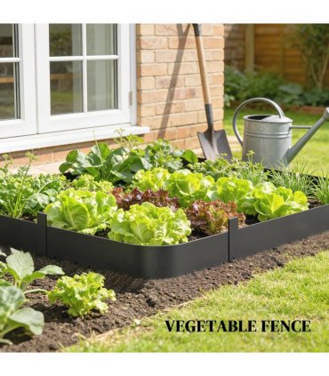 Outsunny 5pcs Garden Fence, Metal Picket Fence Panels, 102x20cm, Black