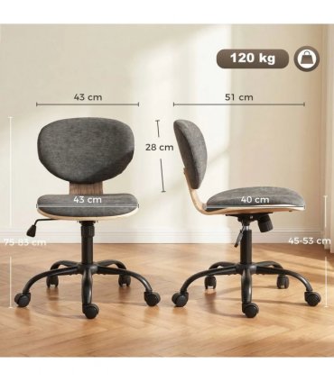 HOMCOM Home Office Desk Chair Rocking Function Ergonomic Swivel Chair with PU Wheels, Grey