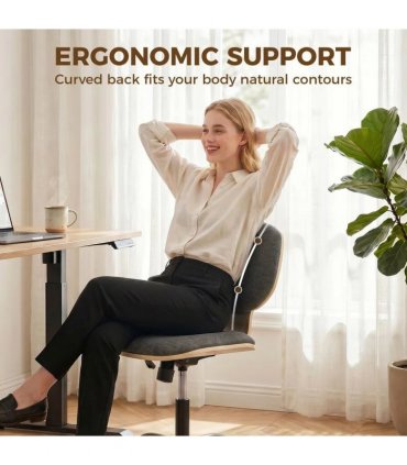 HOMCOM Home Office Desk Chair Rocking Function Ergonomic Swivel Chair with PU Wheels, Grey