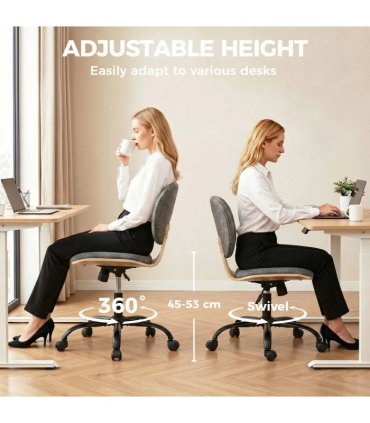 HOMCOM Home Office Desk Chair Rocking Function Ergonomic Swivel Chair with PU Wheels, Grey