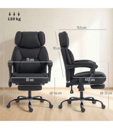 HOMCOM High Back Vibration Massage Office Chair Heated Reclining Computer Chair w/ Adjustable Height, Swivel Wheels, Black