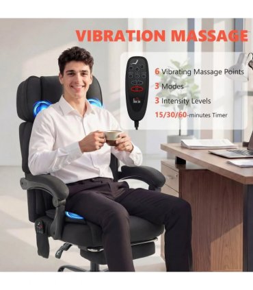 HOMCOM High Back Vibration Massage Office Chair Heated Reclining Computer Chair w/ Adjustable Height, Swivel Wheels, Black