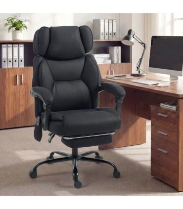 HOMCOM High Back Vibration Massage Office Chair Heated Reclining Computer Chair w/ Adjustable Height, Swivel Wheels, Black