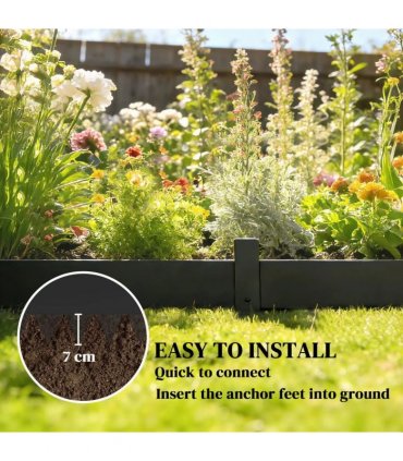 Outsunny 5pcs Garden Fence, Metal Picket Fence Panels, 102x15cm, Black