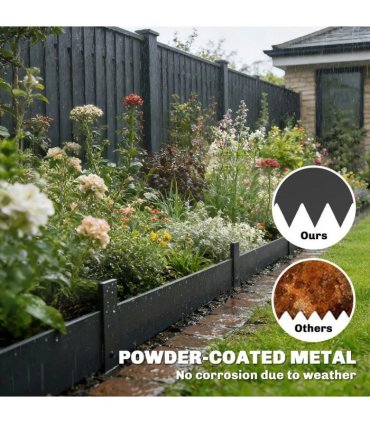 Outsunny 5pcs Garden Fence, Metal Picket Fence Panels, 102x15cm, Black