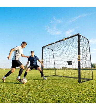 SPORTNOW Football Goal, 10 x 6.5ft Football Net with Ground Stakes, EPE Foam Padding and Metal Frame, Easy Assembly, Yellow