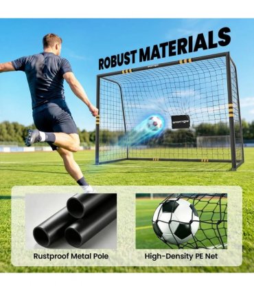 SPORTNOW Football Goal, 10 x 6.5ft Football Net with Ground Stakes, EPE Foam Padding and Metal Frame, Easy Assembly, Yellow