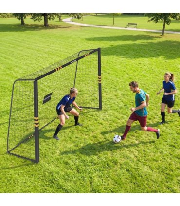 SPORTNOW Football Goal, 10 x 6.5ft Football Net with Ground Stakes, EPE Foam Padding and Metal Frame, Easy Assembly, Yellow