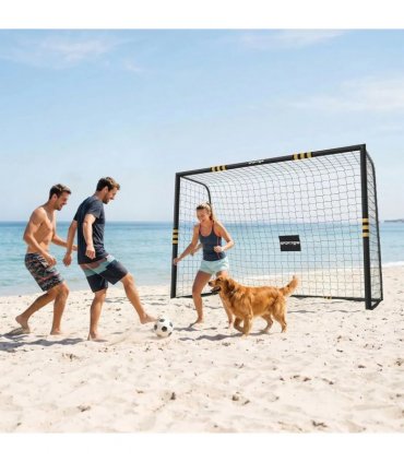 SPORTNOW Football Goal, 10 x 6.5ft Football Net with Ground Stakes, EPE Foam Padding and Metal Frame, Easy Assembly, Yellow