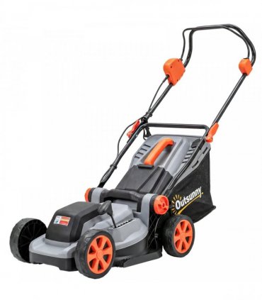 Outsunny 18V Cordless Lawnmower with 2 x 4Ah Batteries, Battery Lawn Mower with 34cm Cutting Width, Mulching Feature