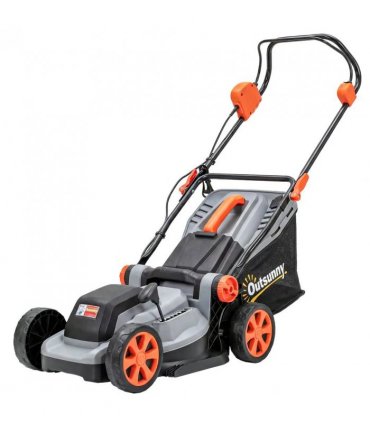 Outsunny 18V Cordless Lawnmower with 2 x 4Ah Batteries, Battery Lawn Mower with 34cm Cutting Width, Mulching Feature