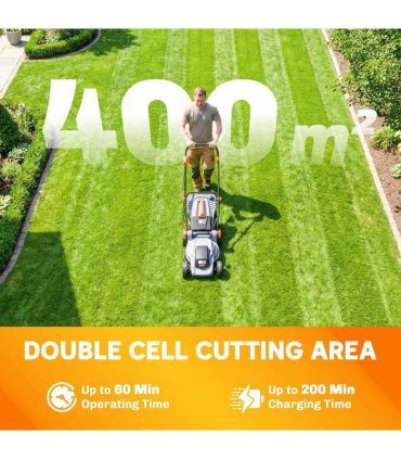 Outsunny 18V Cordless Lawnmower with 2 x 4Ah Batteries, Battery Lawn Mower with 34cm Cutting Width, Mulching Feature