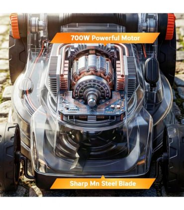 Outsunny 18V Cordless Lawnmower with 2 x 4Ah Batteries, Battery Lawn Mower with 34cm Cutting Width, Mulching Feature