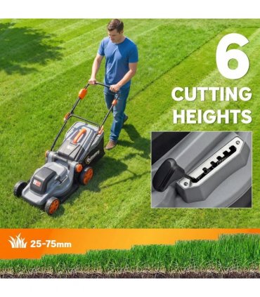Outsunny 18V Cordless Lawnmower with 2 x 4Ah Batteries, Battery Lawn Mower with 34cm Cutting Width, Mulching Feature
