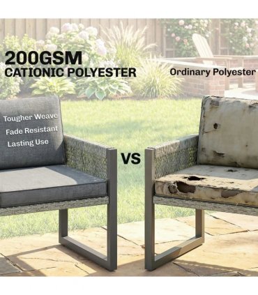 Outsunny 6 Seater Rattan Garden Furniture Set with 3 Loveseats, Table, Patio Rattan Furniture Corner Sofa Set, Grey