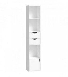 HOMCOM Bookcase with Drawers Adjustable Shelf Bookshelf with 2 Drawers and Cabinet 158 cm White