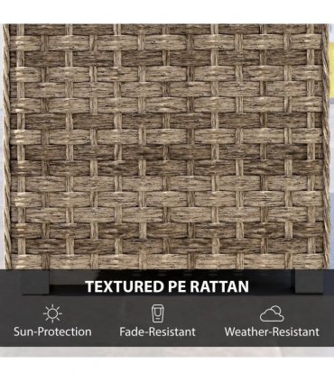 Outsunny Outdoor Coffee Table with Storage Shelf, PE Rattan Side Table with Slatted Top and Foot Pads, Light Brown